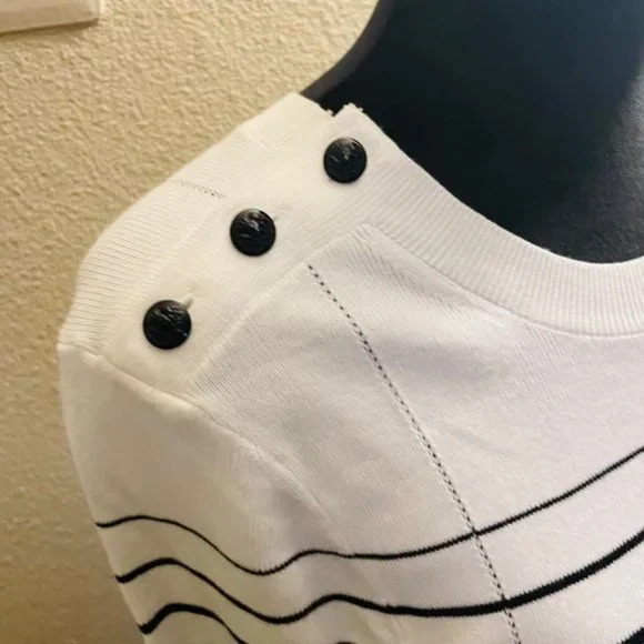 WHBM Black & White Striped Top - Picture 2 of 5